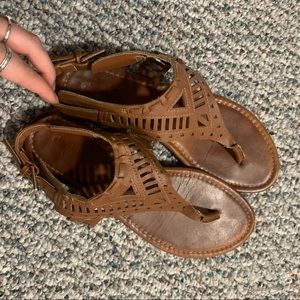 Brown strappy cut out sandals